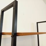 Vintage Italian modular teak and metal bookcase
