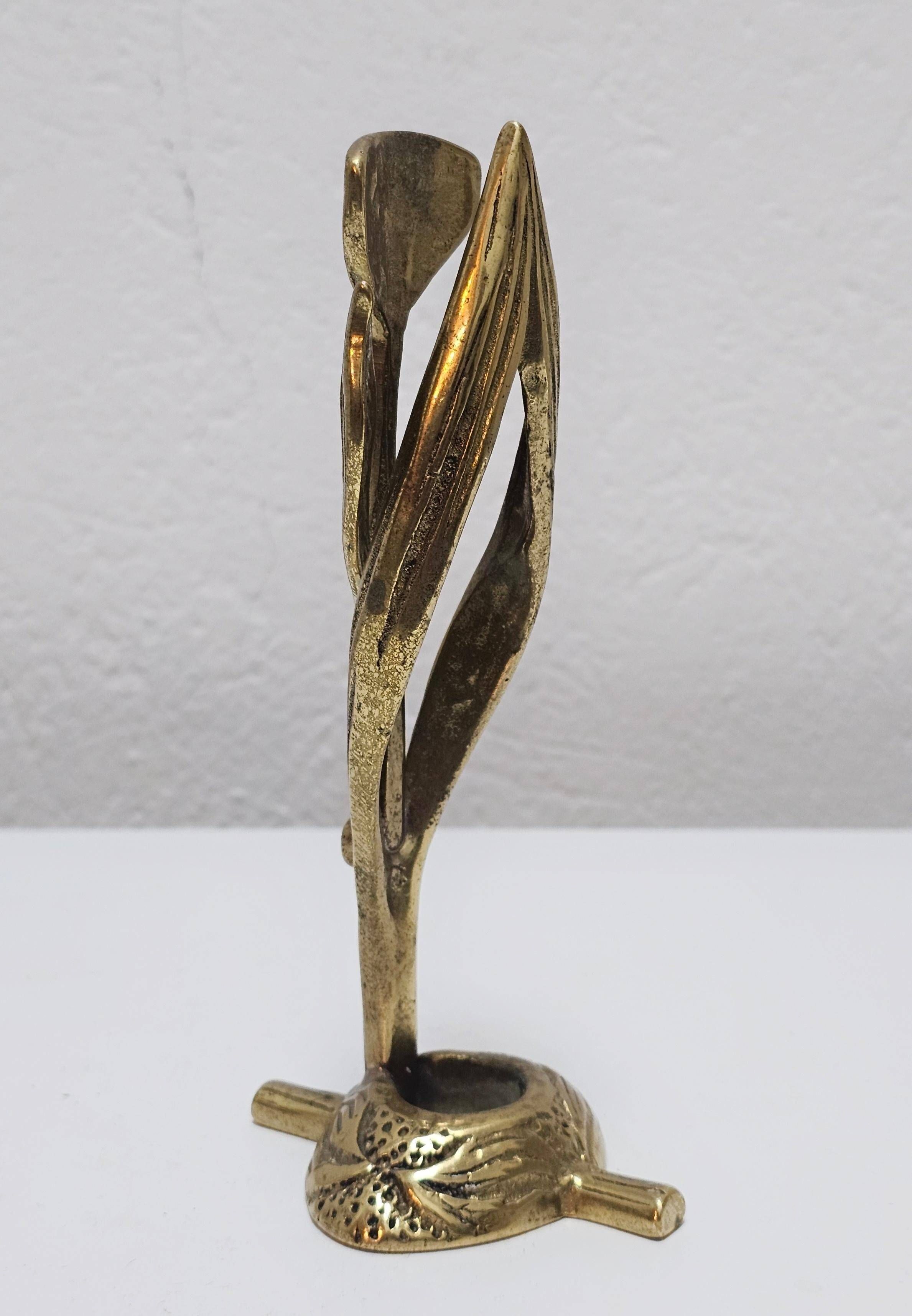 Brutalist Sculptural Candle Holder in the shape of an Iris by Heinz Goll 1960s
