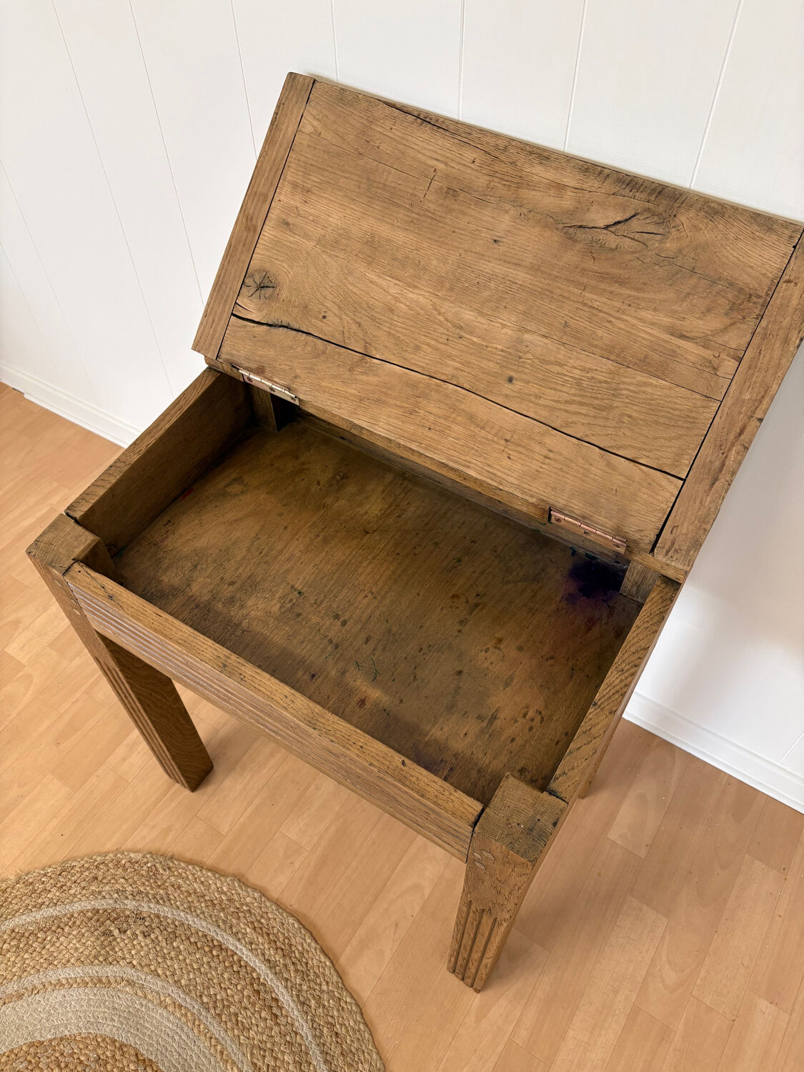 Solid oak school desk