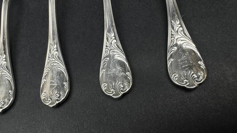 Set of 6 Christofle Marly model moka spoons – silver-plated – 10 cm