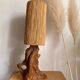 Brutalist style lamp, raw wood and rope