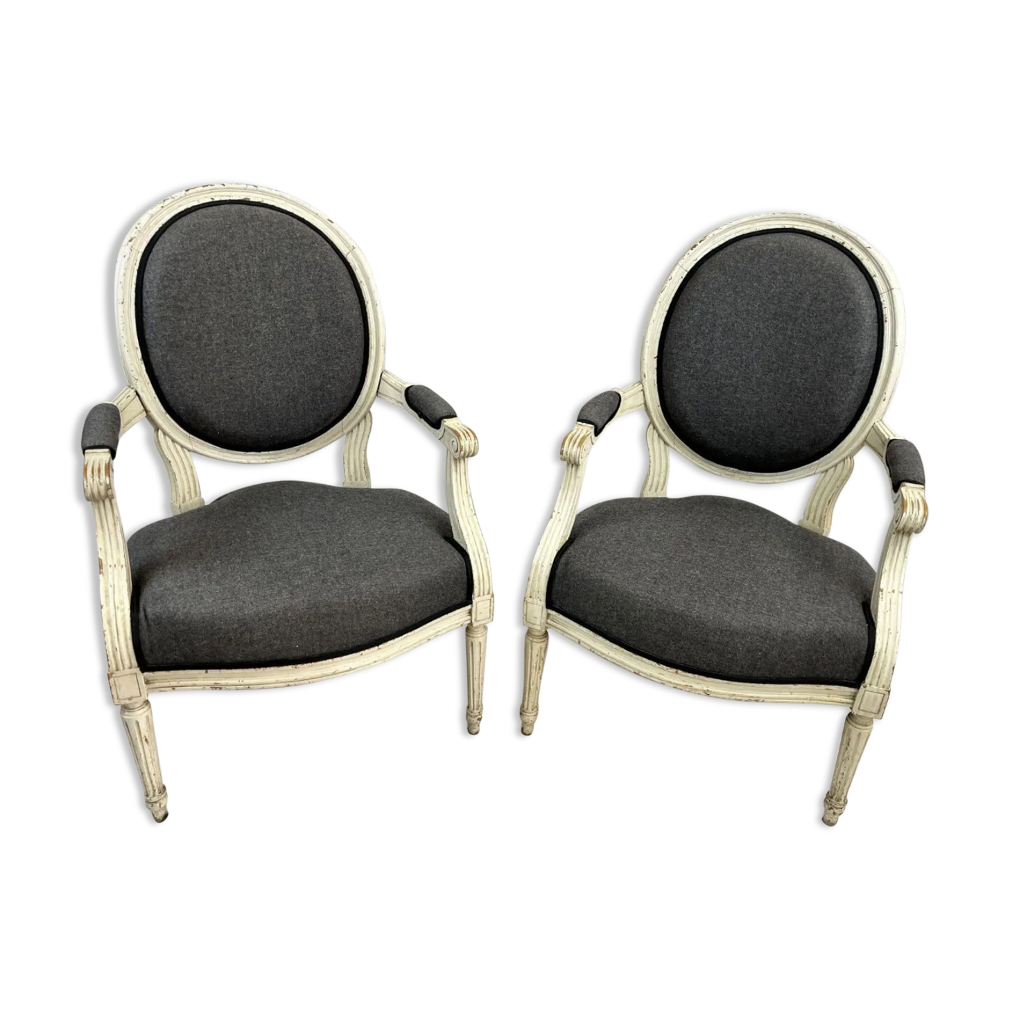 Pair of armchairs medallion louis XVI style-