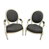 Pair of armchairs medallion louis XVI style-