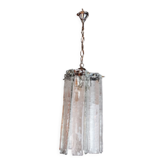 Poliarte chandelier by polished albano, pink and transparent murano glass, Italy, 1970