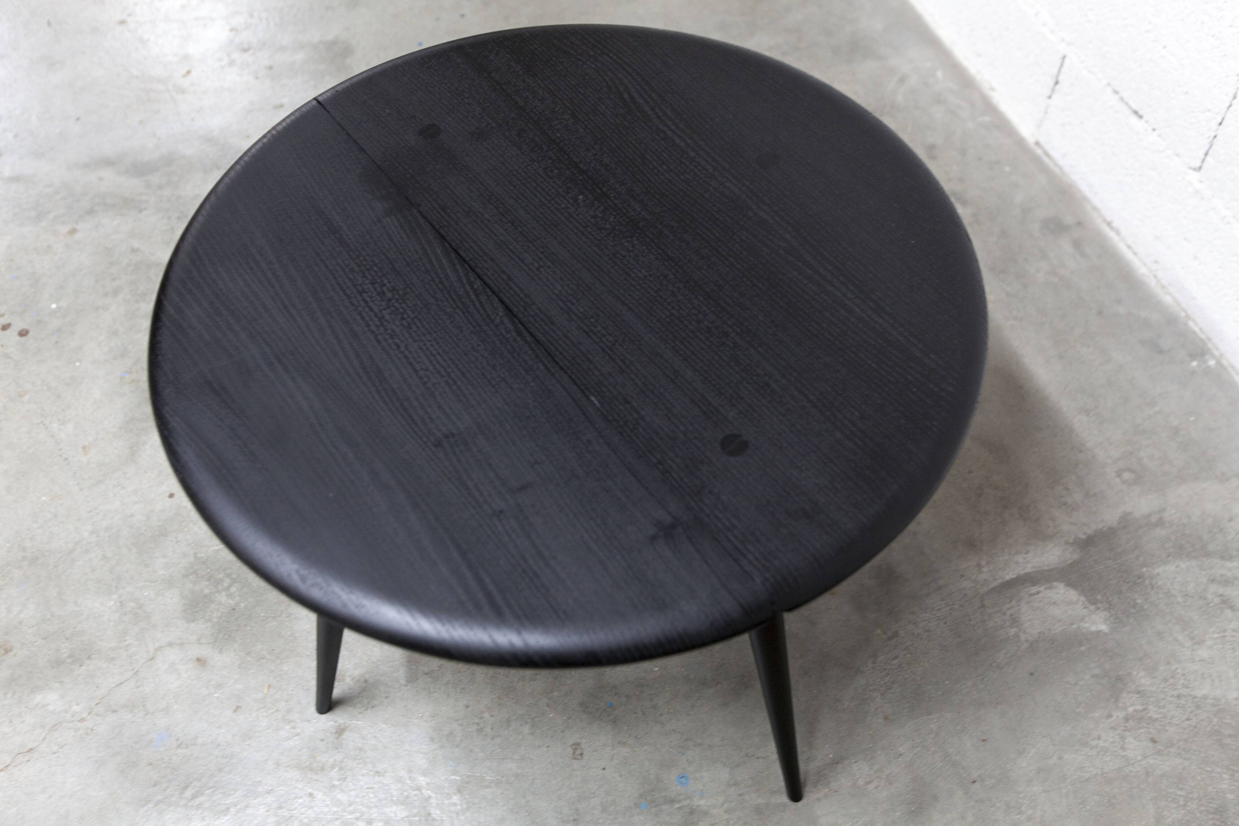Ercol 1960 model 308 coffee table half-moon matte black