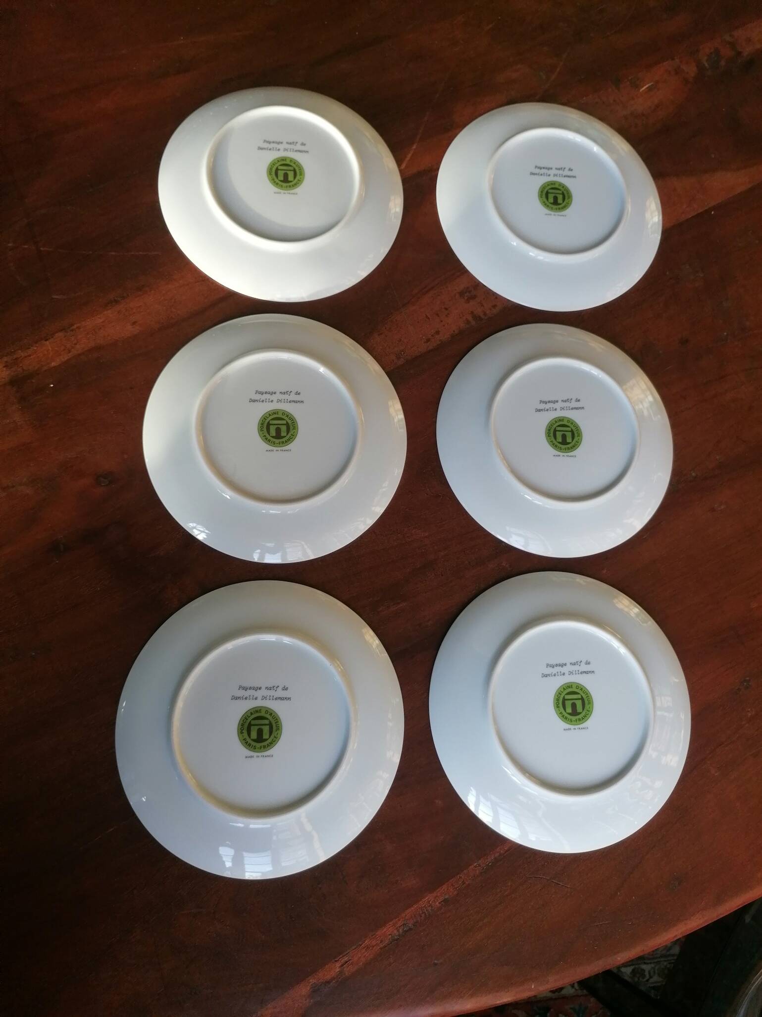 Set of 6 porcelain dessert plates - Naïve winter decorations