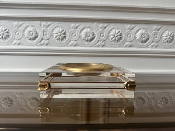 Vide poche plexiglass et métal doré, 1980s