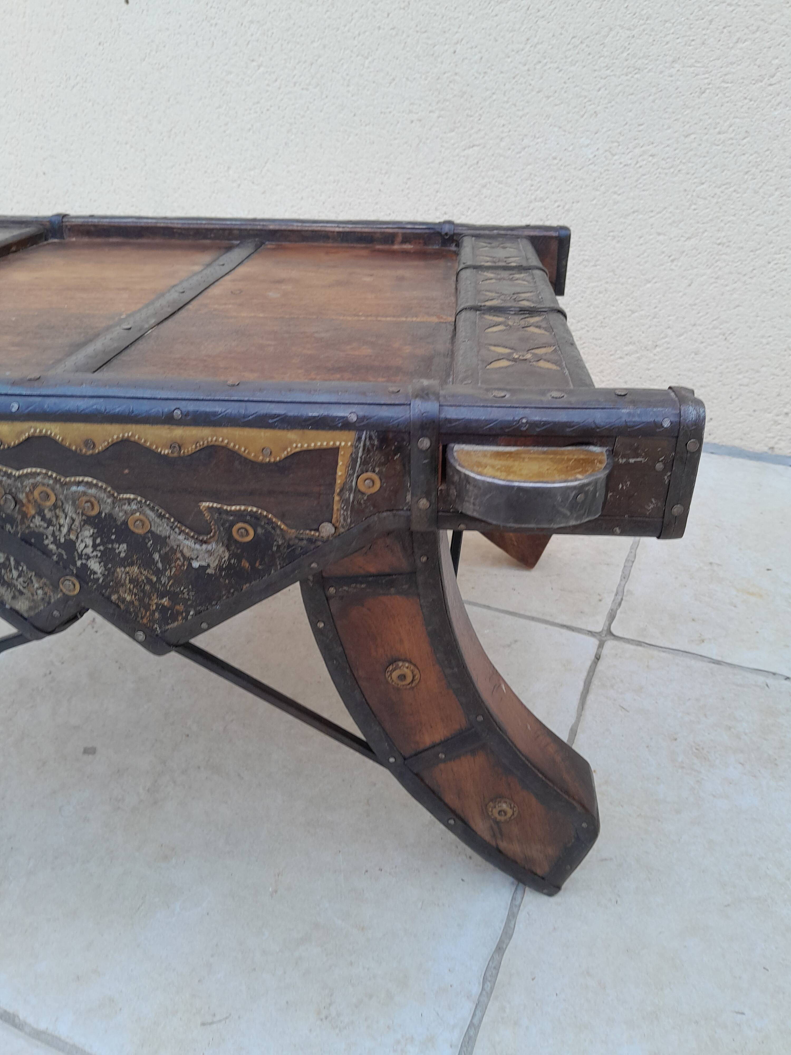 Old Tibetan copper wood coffee table
