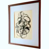 Painting KLINGER (Jean-Claude 1946 Ref LOTZ) Indian ink Abstract circles