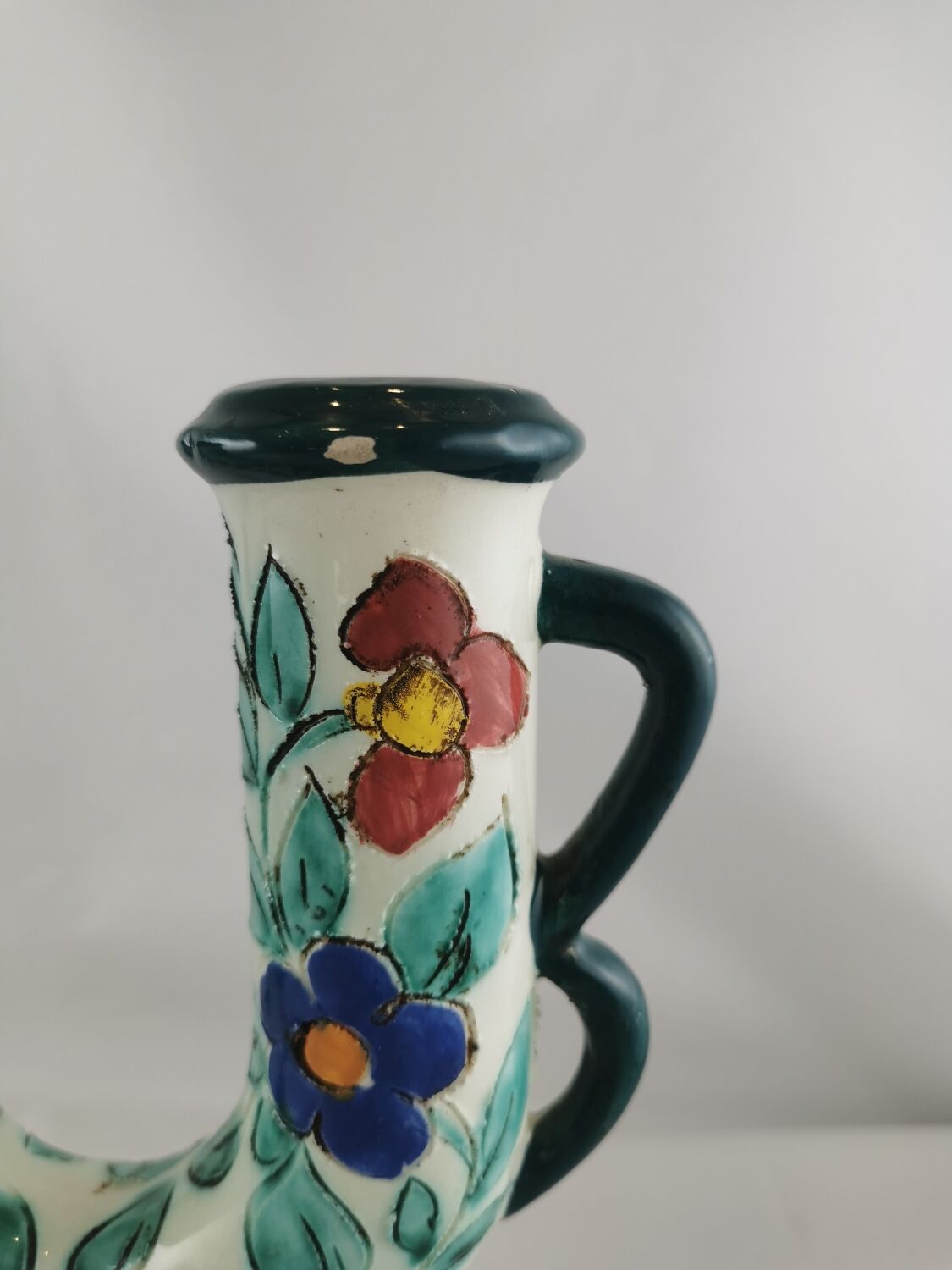 Floral ceramic candlestick, Cerart Monaco, Vintage
