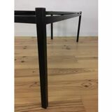 Modernist coffee table 50s black metal and glass