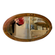 Miroir Art Nouveau ovale en bois peint et miroir biseauté