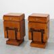 Set of Two Geometric Art Deco Wooden Nightstands, Italy 1920s