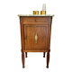 Antique bedside table in wood and marble – adorned with gilded brass ornaments –