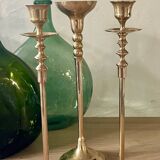 Set of 3 brass candle holders