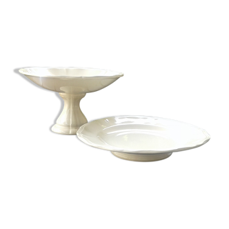 Comedy and presentation plate, ivory sandstone digoin sarreguemines