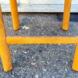 Four wooden and straw stools 70