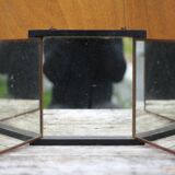 Vintage triptych mirror, wall mirror, barber mirror, collection, Asian pattern mirror
