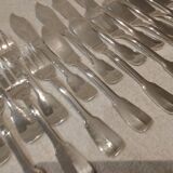 12 fish cutlery sets 24p silver plated metal goldsmith Francia uni-flat