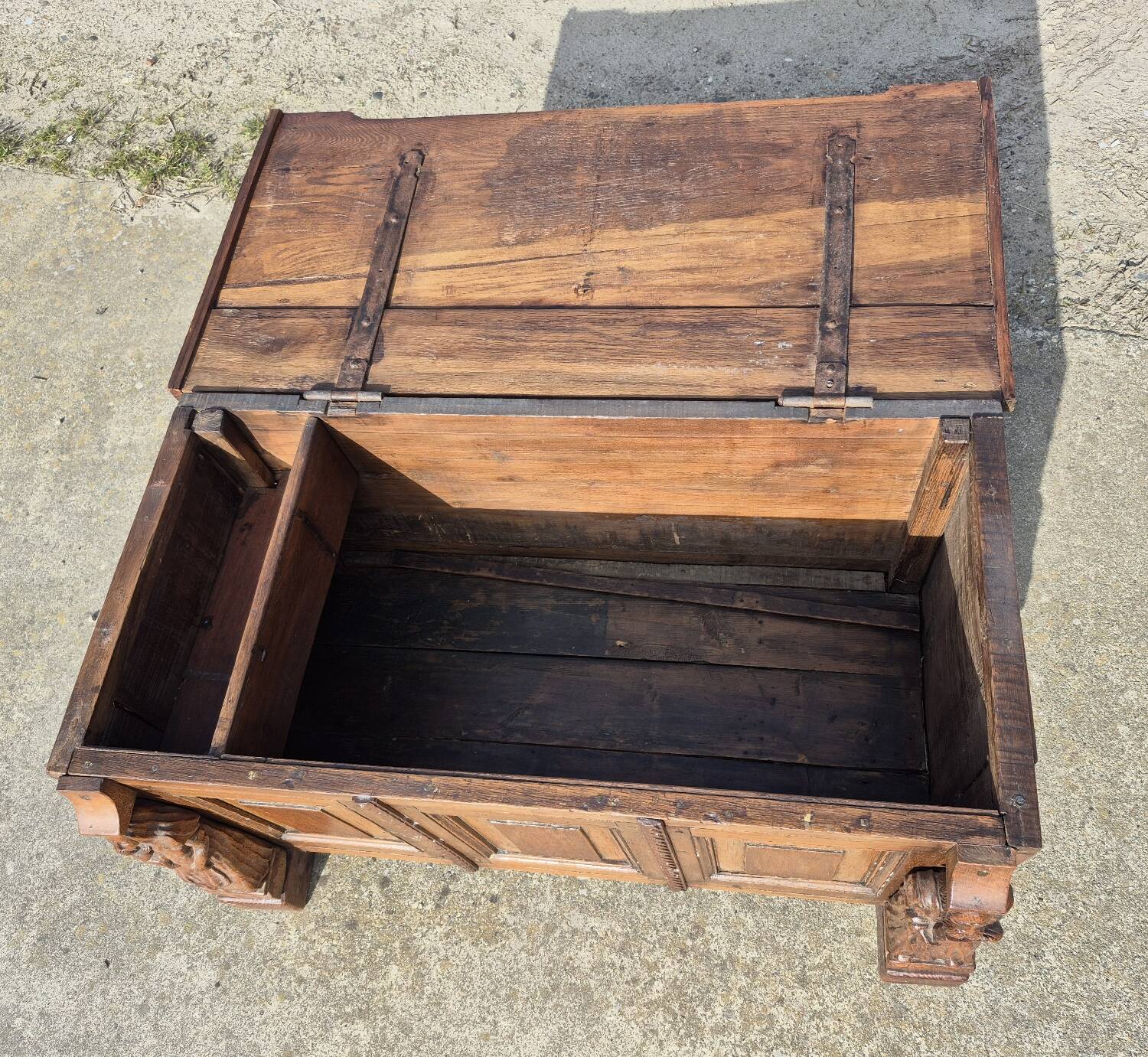 Antique chest wood carving oak
