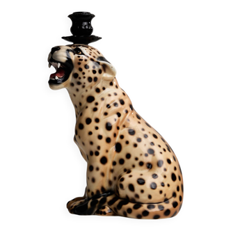 Cheetah Porcelain Candle Holder