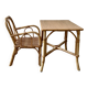 Vintage rattan desk and chair set for children