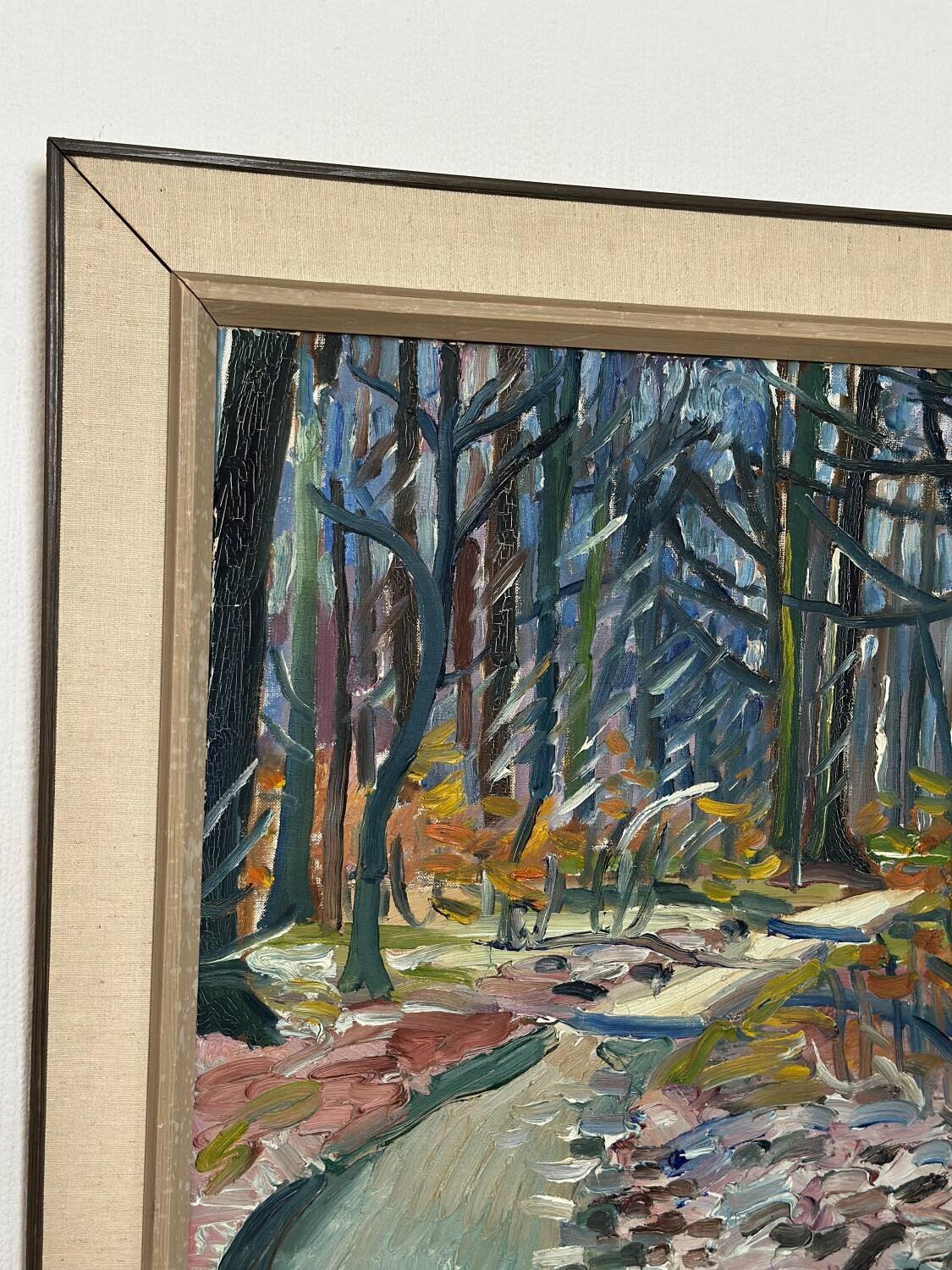 Swedish Oil on Canvas – “Forest” by Eyvind Olesen – Dated 1957