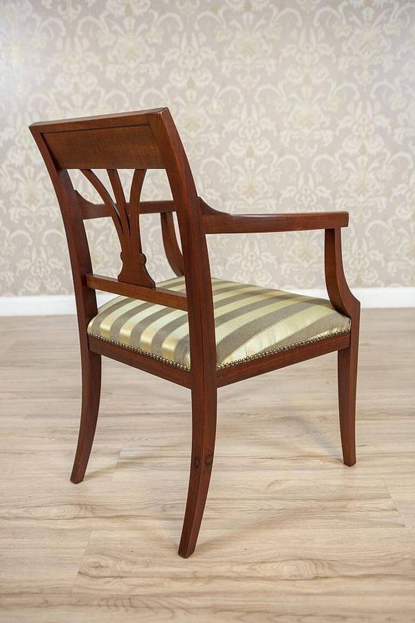Set of Armchairs in Classicizing Forms in Striped Upholstery, 1990s