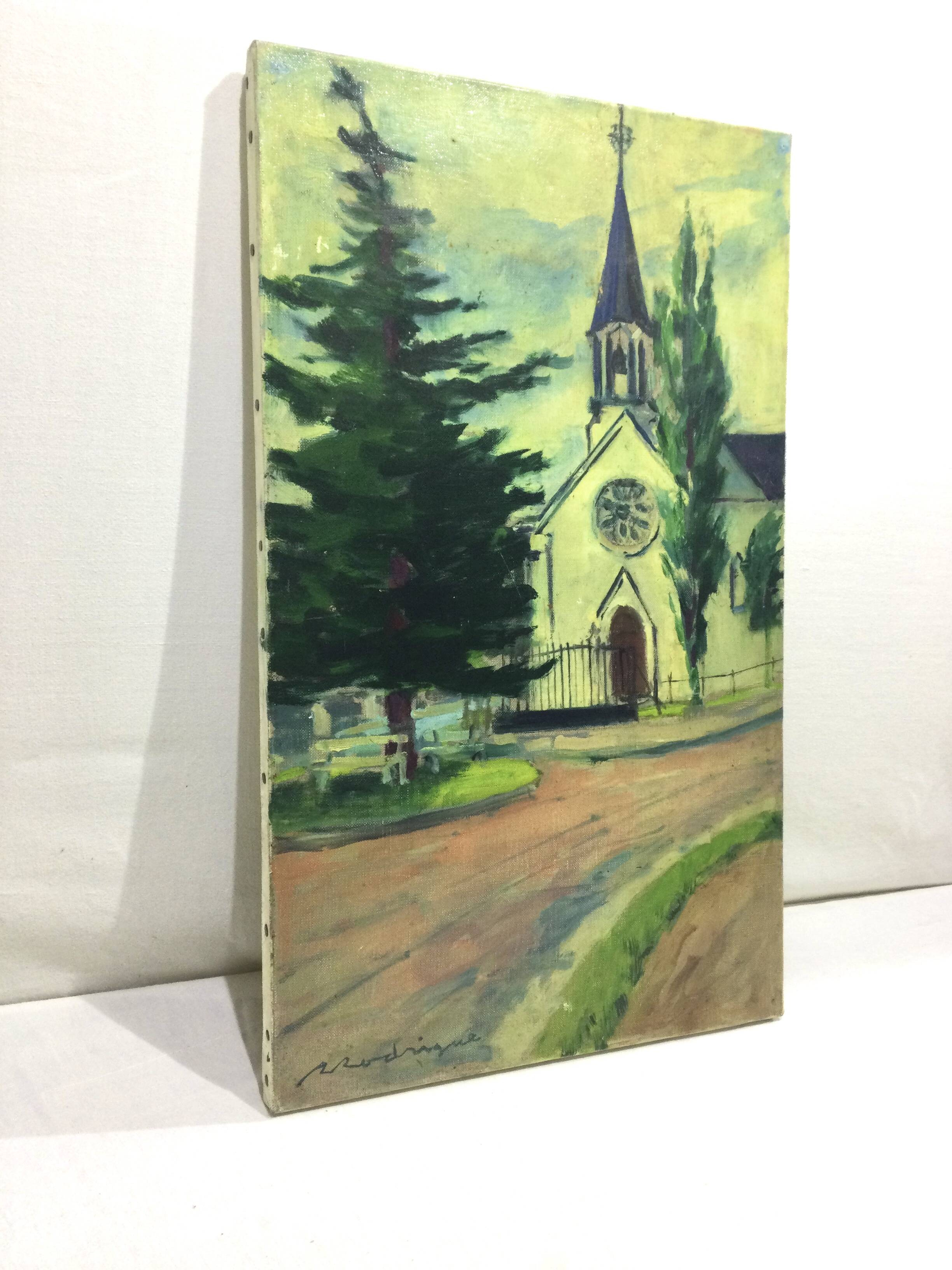R. Rodrigue - Oil On Canvas “Protestant Church of Vésinet”
