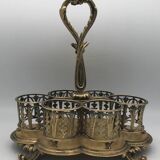 Serviteur plateau pour verre en métal doré, orfèvrerie christofle xixème