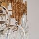 Small brass brutalist chandelier with crystal stamps