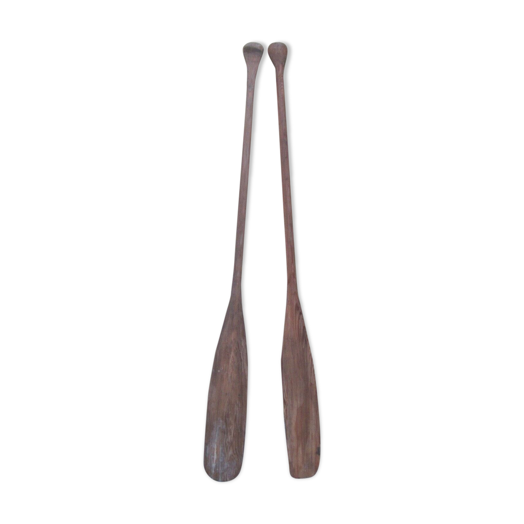Paire de pagaies ou rames anciennes en bois | Selency