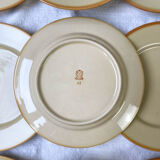 9 assiettes en grès beige tulowice mid century