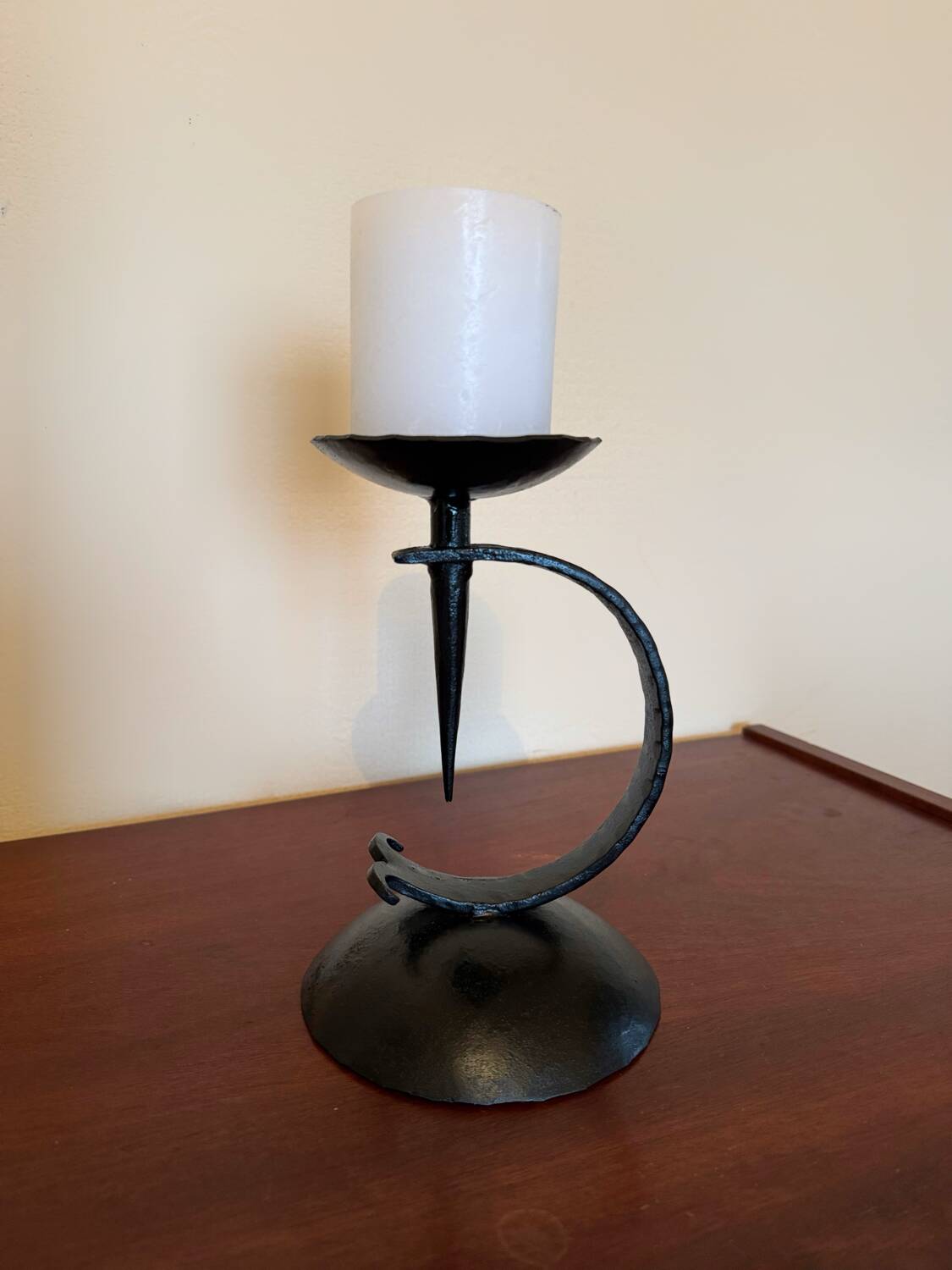 Brutalist wrought iron candle holder from the 60s