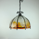 Lampe suspendue brutaliste des années 60-70 en fer forgé et en verre de Murano.