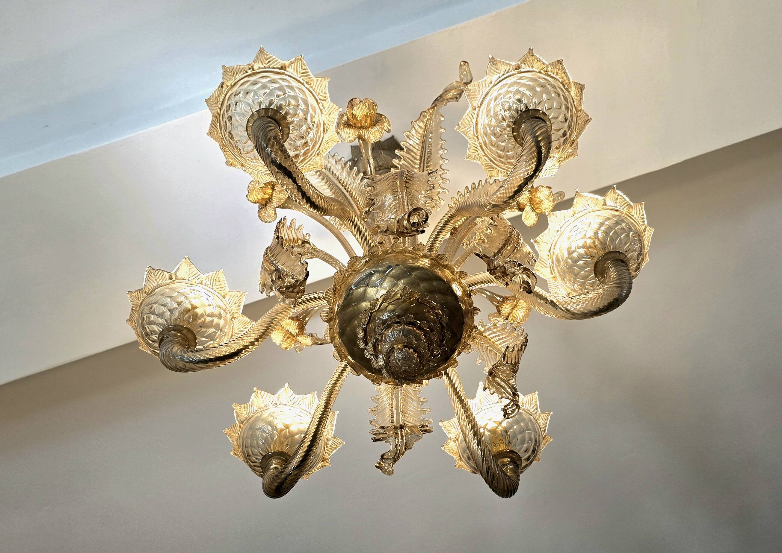 Murano glass chandelier, 6 arms, early 20th century
