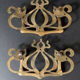 Large Art Nouveau gate handles in gilded brass/Arabesque handles