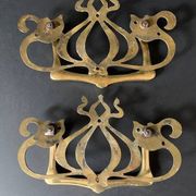 Large Art Nouveau gate handles in gilded brass/Arabesque handles