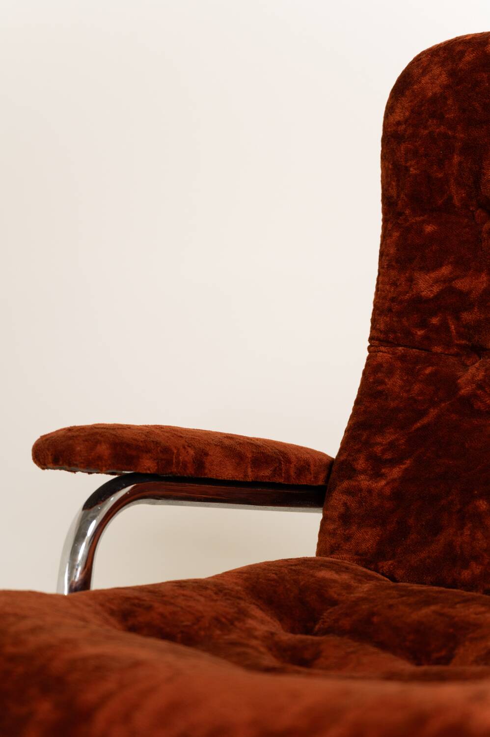 Swedish swivel armchair in velvet, 1970s