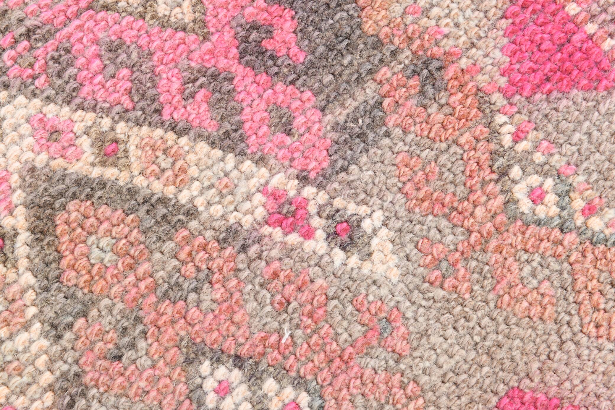 3x12 Pink & Brown Suğer Soft Modern Vintage Runner Rug, 92x376Cm