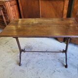 old bistrot table wooden top cast iron leg