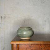 Blue glazed stoneware pot