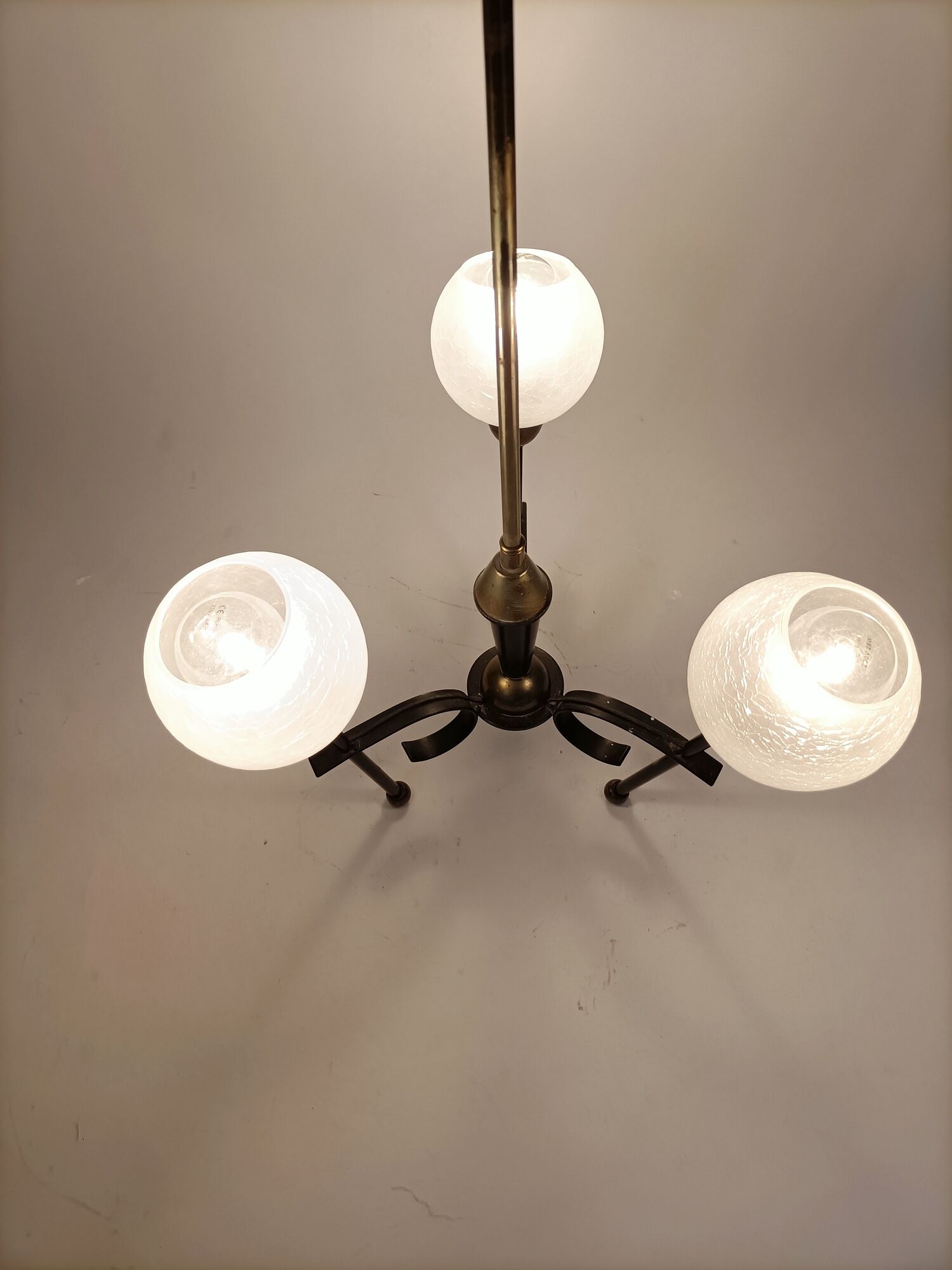 Black and gold lace-up with three arms of vintage 1950 lights