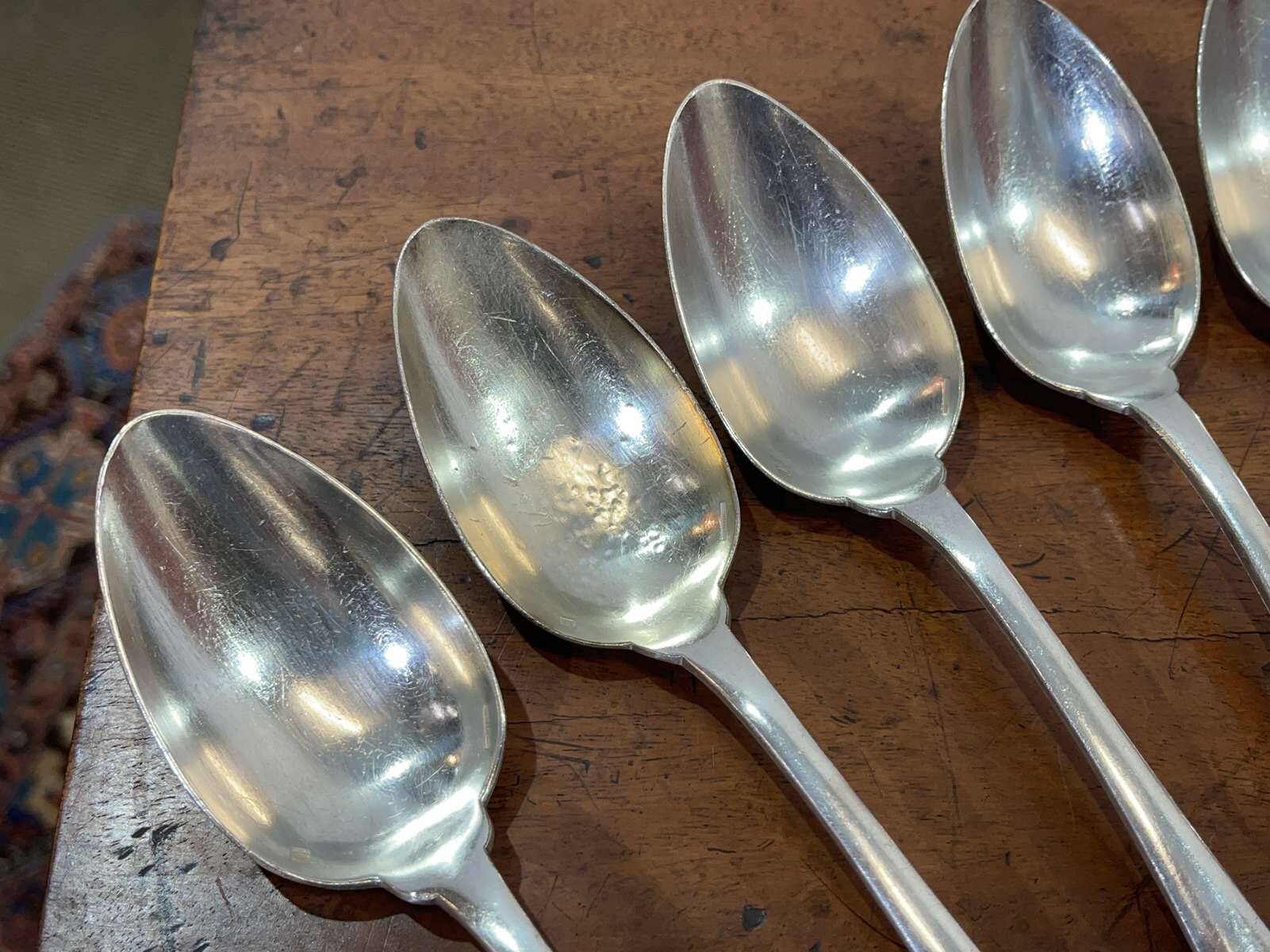 Set of 12 large silver-plated metal spoons - christofle