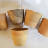 5 old terracotta pots