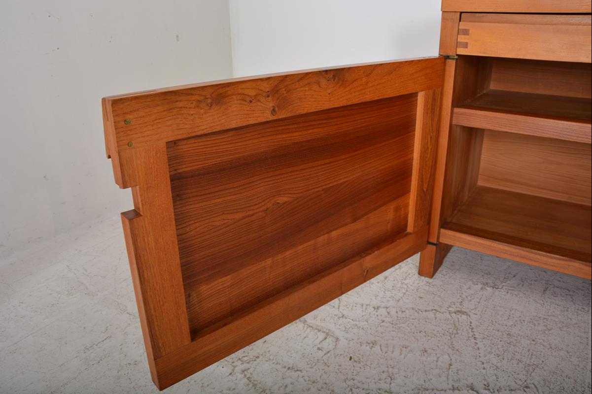 Vintage solid elm sideboard by Pierre Chapo, model R08