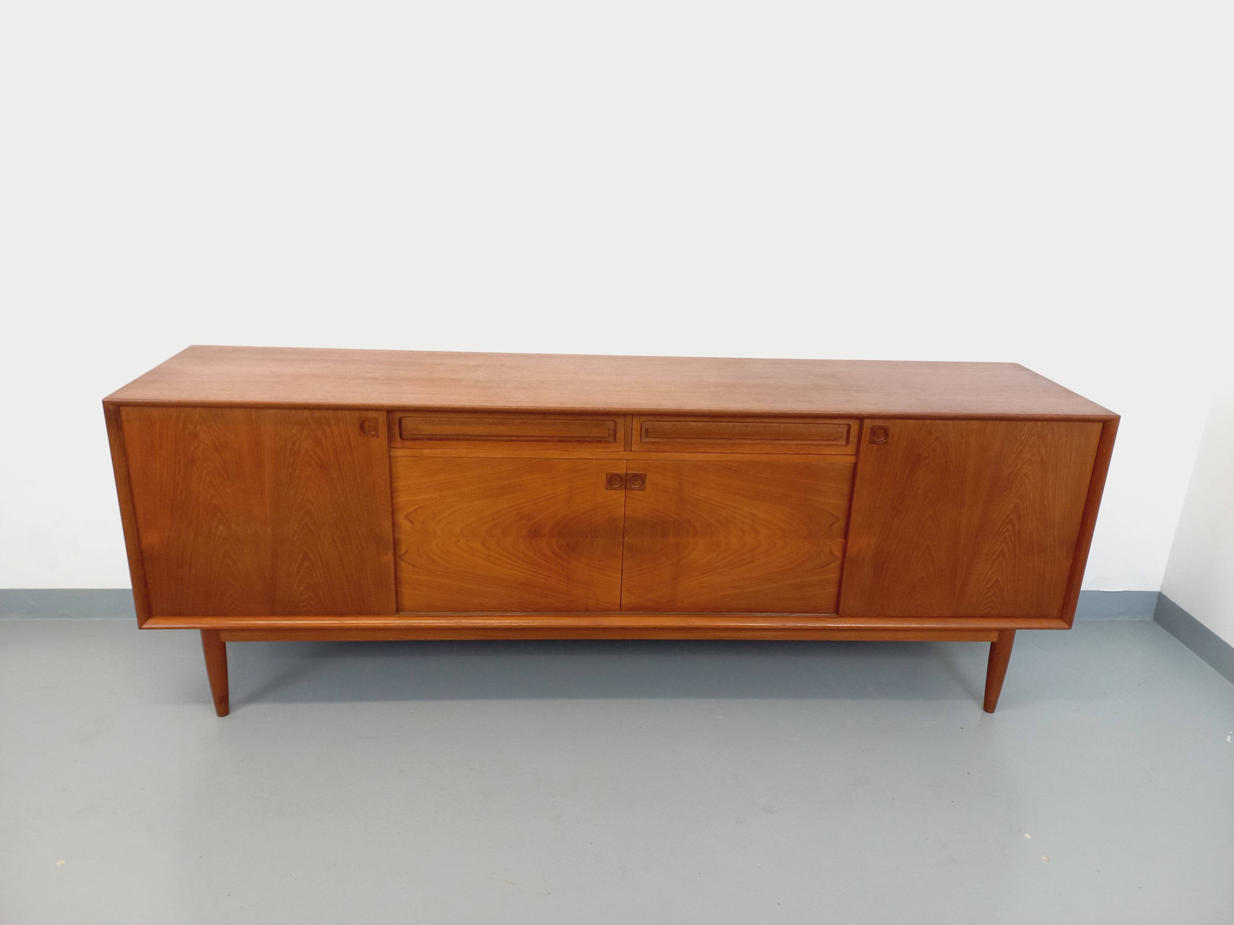 Vintage Scandinavian teak sideboard from the 60s by designer Edvard Valentinsen for Samcom