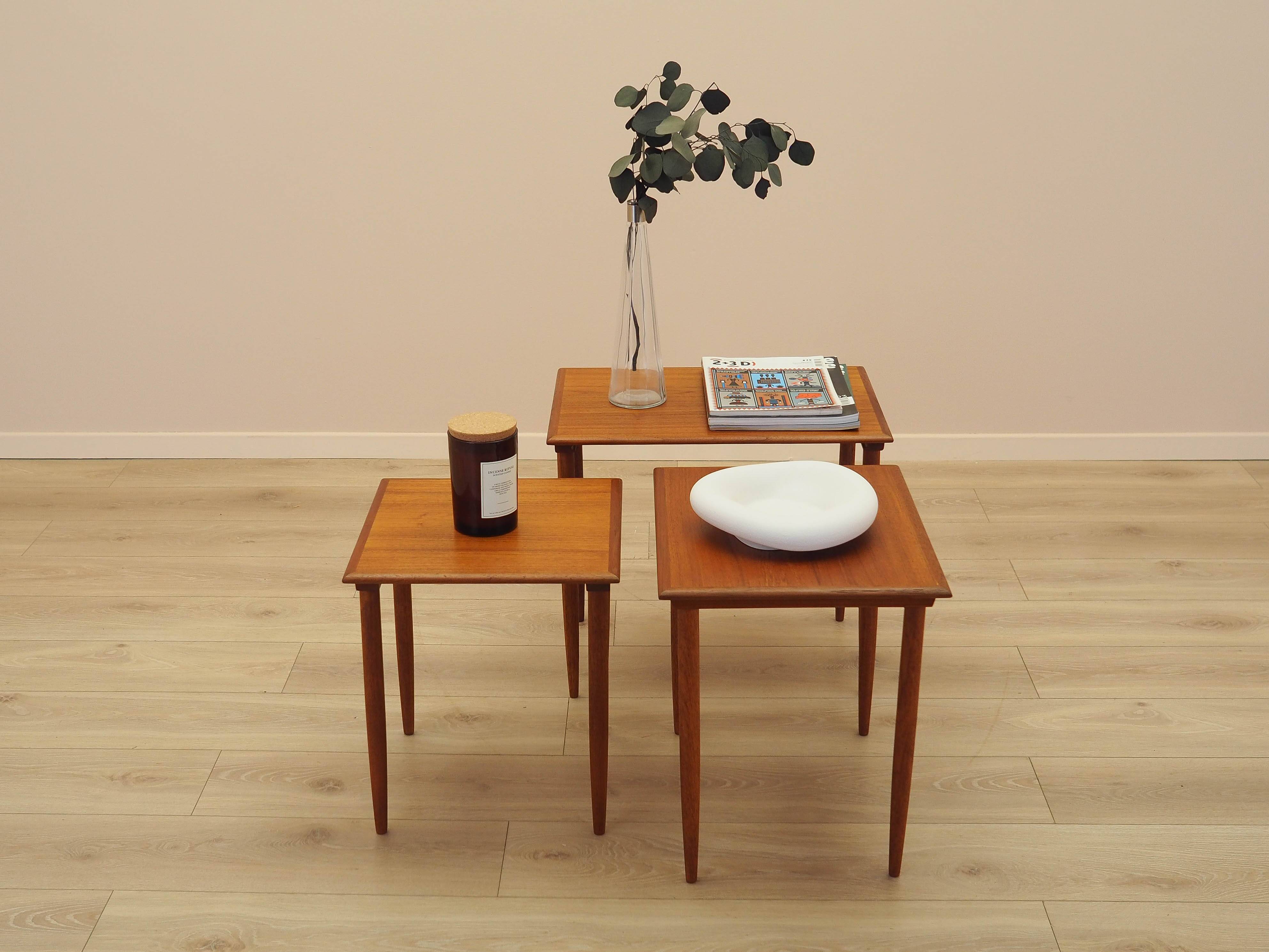 Nest of teak tables, Danish design, 1970s, made in Denmark
