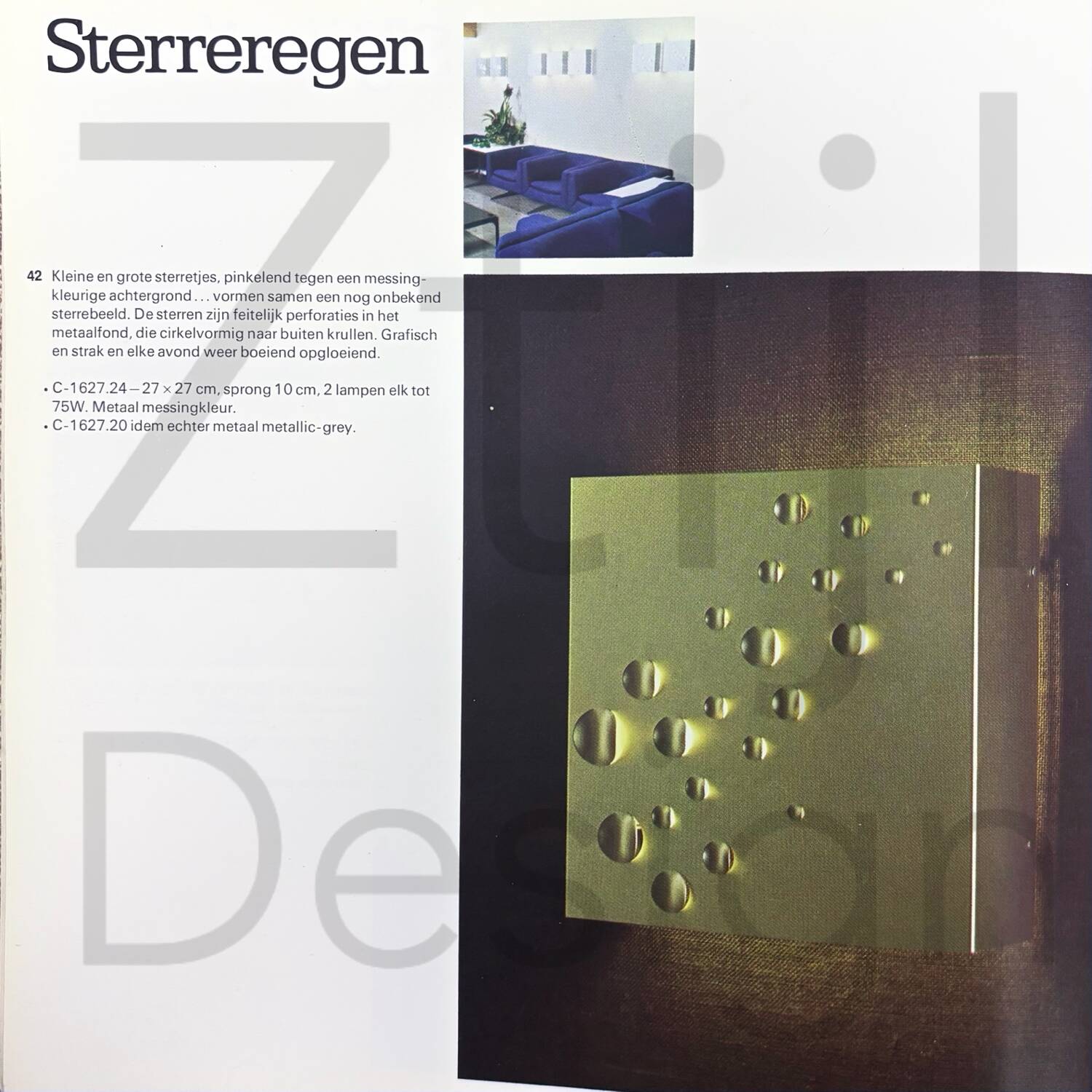 Gold ‘star rain’ wall lamp by e.j. jelles for raak in 1960s