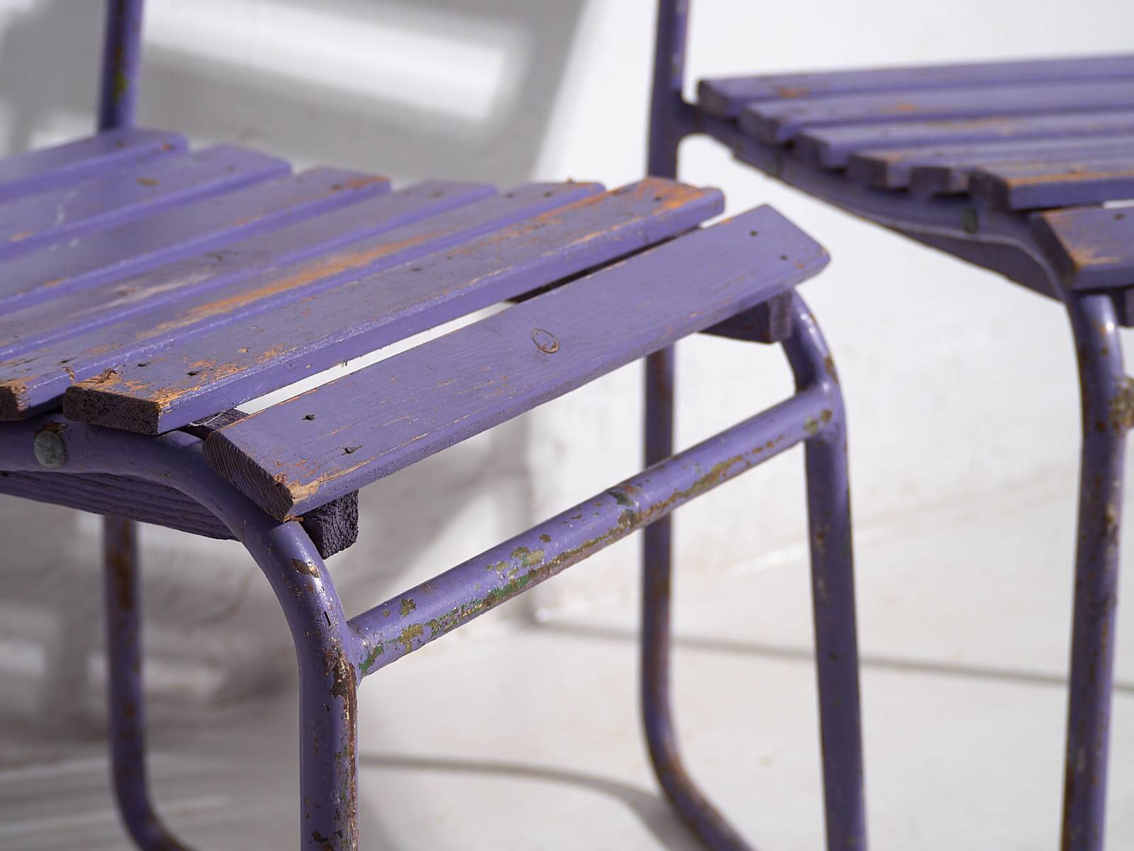 Antique purple patio chairs (c.1920). Set of 2 pieces